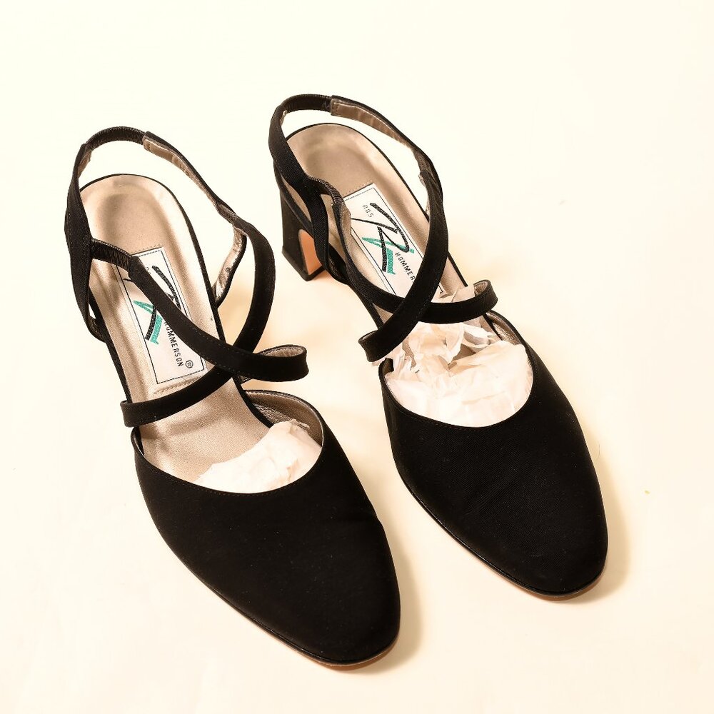 Ros Hommerson Black Slingback Heels Women’s 9.5W Wide Comfort Dress Shoes